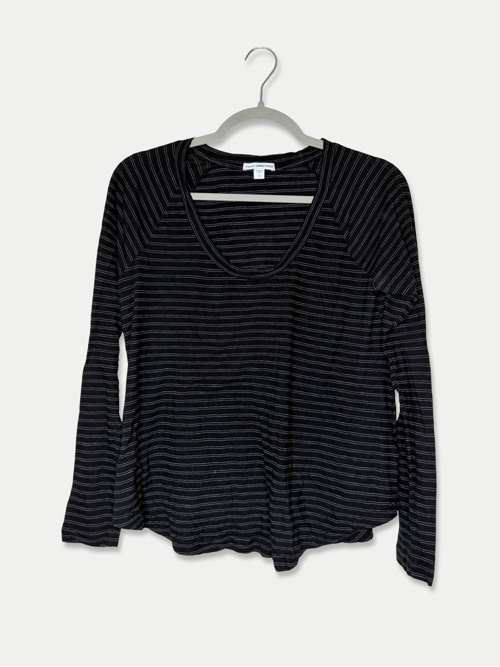 Standard James Perse Top Size 1 (Small) Striped Black Gray GUC